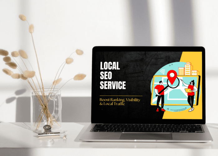 Red pin on map with upwards graph to represent local SEO services image